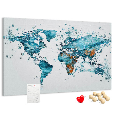 Korková nástěnka Akvarelová mapa světa.