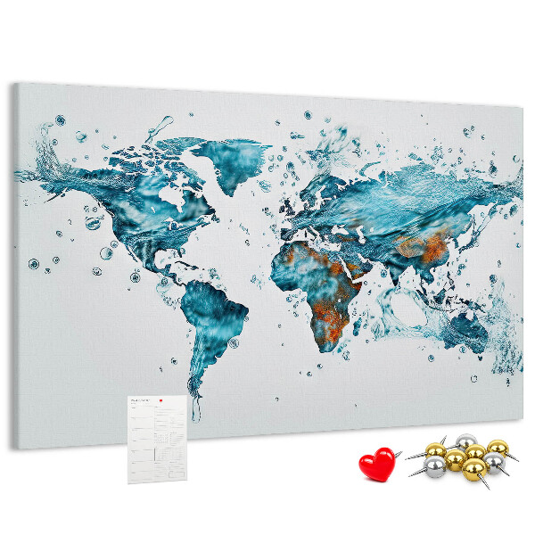 Korková nástěnka Akvarelová mapa světa.
