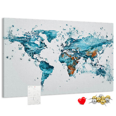 Korková nástěnka Akvarelová mapa světa.