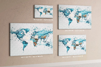 Korková nástěnka Akvarelová mapa světa.