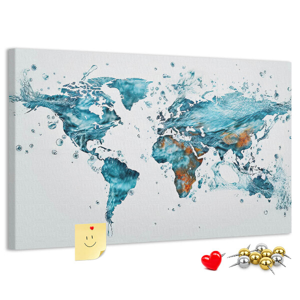Korková nástěnka Akvarelová mapa světa.