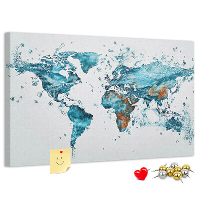 Korková nástěnka Akvarelová mapa světa.