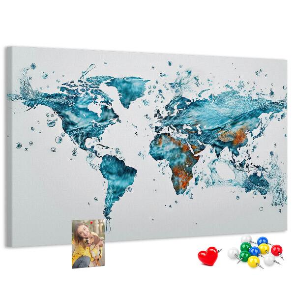 Korková nástěnka Akvarelová mapa světa.