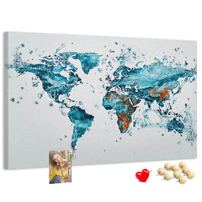 Korková nástěnka Akvarelová mapa světa.