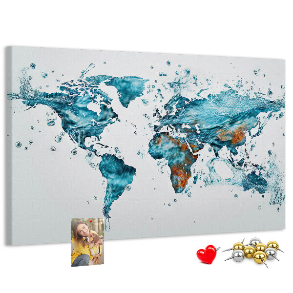 Korková nástěnka Akvarelová mapa světa.
