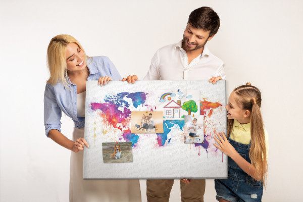 Fětská nástěnka Barevná mapa světa s akvarelem