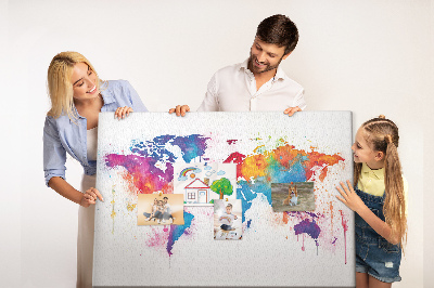 Fětská nástěnka Barevná mapa světa s akvarelem