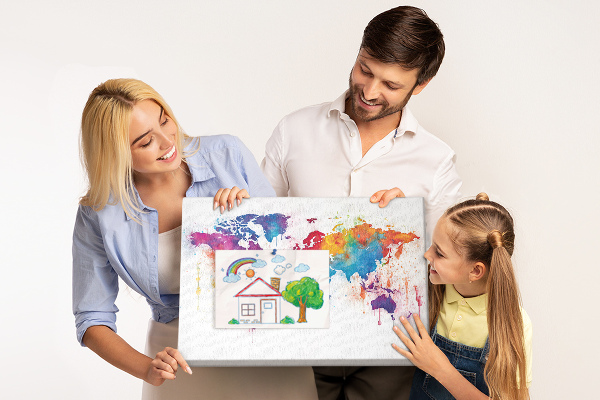 Fětská nástěnka Barevná mapa světa s akvarelem
