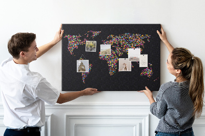 Nástěnka Barevná mapa světa se srdíčky