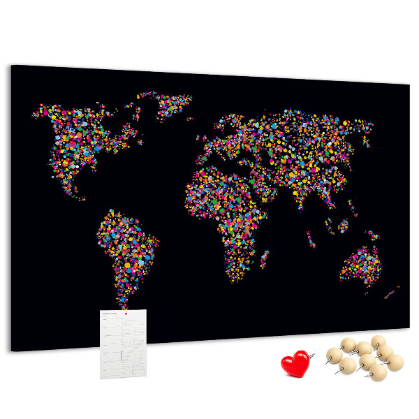 Nástěnka Barevná mapa světa se srdíčky