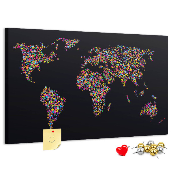 Nástěnka Barevná mapa světa se srdíčky