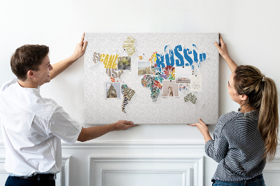 Fětská nástěnka Barevná mapa světa s názvy zemí