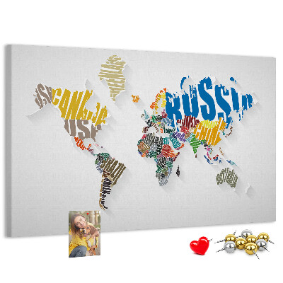 Fětská nástěnka Barevná mapa světa s názvy zemí