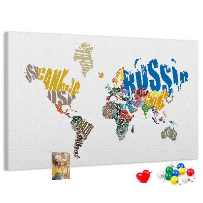 Nástěnka Mapa světa s názvy zemí.