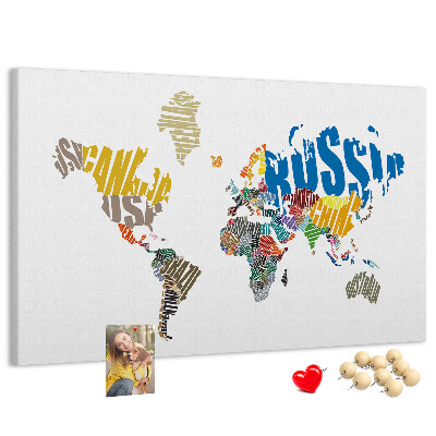 Nástěnka Mapa světa s názvy zemí.
