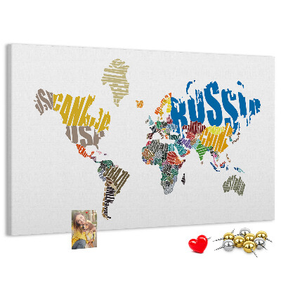 Nástěnka Mapa světa s názvy zemí.