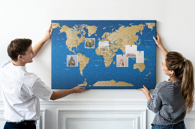 Korková nástěnka Mapa světa s barevnými špendlíky