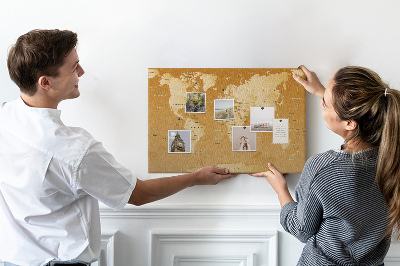 Nástěnka Mapa světa v odstínech hnědé