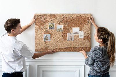 Korková nástěnka Mapa světa s přírodním korkem
