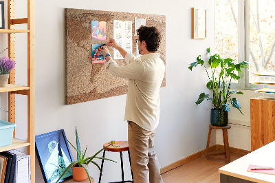 Korková nástěnka Mapa světa s přírodním korkem