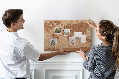 Korková nástěnka Mapa světa s přírodním korkem