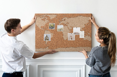 Fětská nástěnka Mapa světa na korkové tabuli