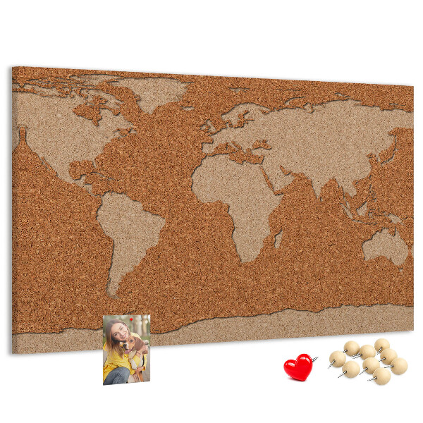 Fětská nástěnka Mapa světa na korkové tabuli