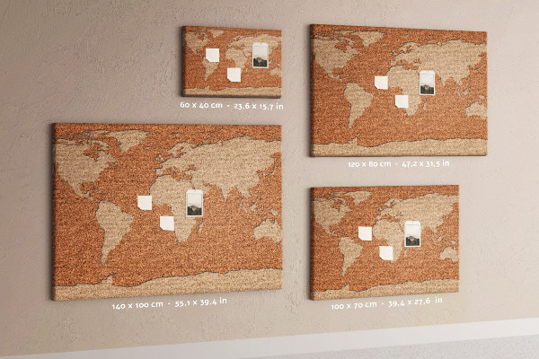 Fětská nástěnka Mapa světa na korkové tabuli
