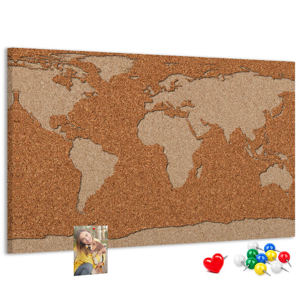 Fětská nástěnka Mapa světa na korkové tabuli