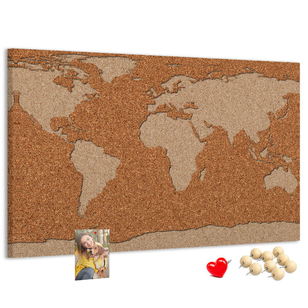 Fětská nástěnka Mapa světa na korkové tabuli