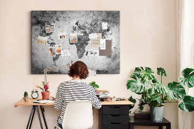 Korková nástěnka Staromódní mapa světa v odstínech šedé