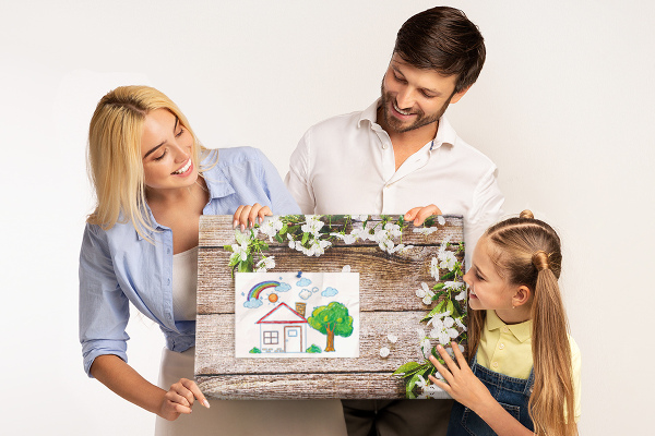 Korková nástěnka Květiny na dřevěné desce pozadí