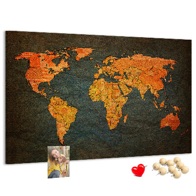 Nástěnka Stará mapa světa v teplých odstínech