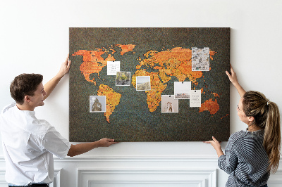 Nástěnka Stará mapa světa v teplých odstínech