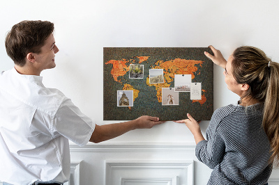 Nástěnka Stará mapa světa v teplých odstínech
