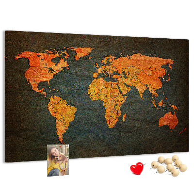Nástěnka Stará mapa světa v teplých odstínech