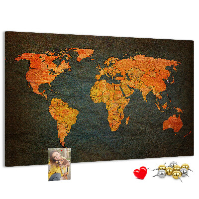 Nástěnka Stará mapa světa v teplých odstínech