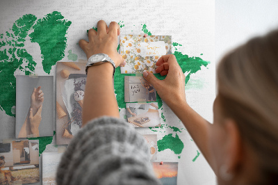 Korková nástěnka Zelená akvarelová mapa světa