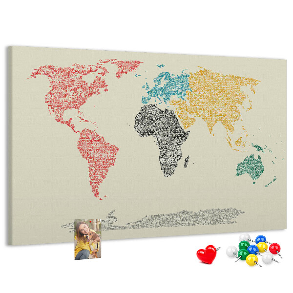 Nástěnka Mapa světa slovy a barvami