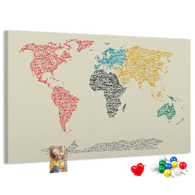 Nástěnka Mapa světa slovy a barvami