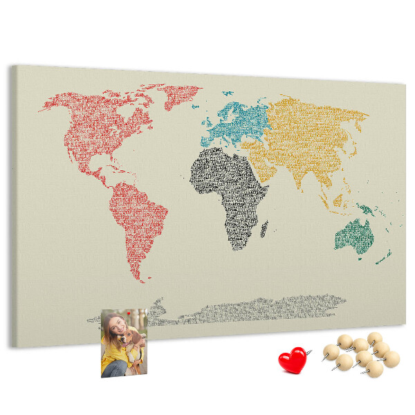 Nástěnka Mapa světa slovy a barvami