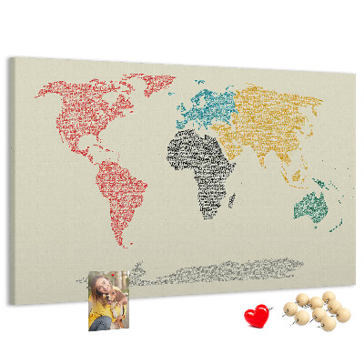 Nástěnka Mapa světa slovy a barvami