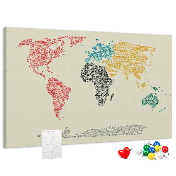 Nástěnka Mapa světa slovy a barvami