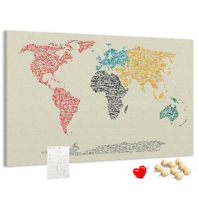 Nástěnka Mapa světa slovy a barvami