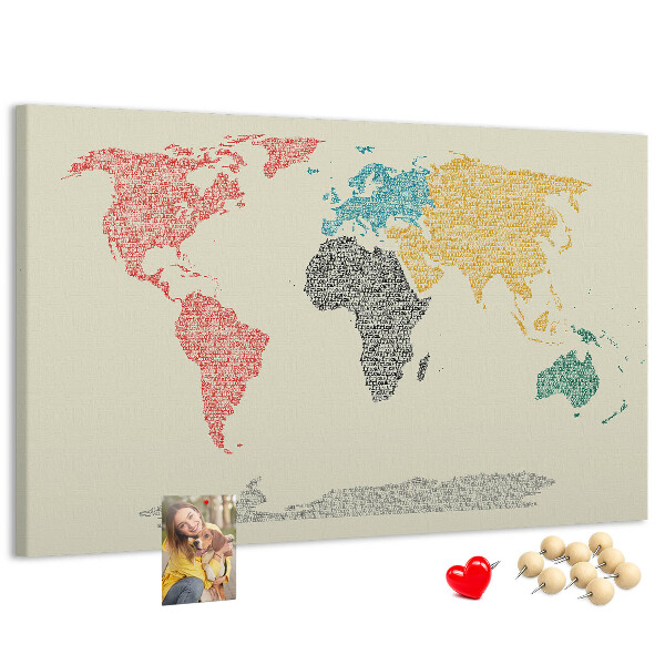 Nástěnka Mapa světa slovy a barvami