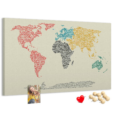 Nástěnka Mapa světa slovy a barvami
