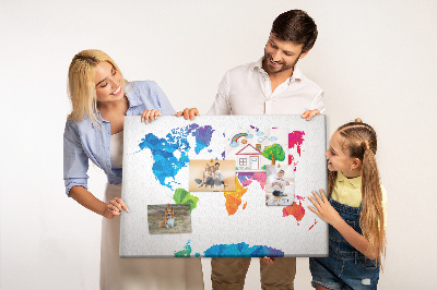 Korková nástěnka Barevná polygonální mapa světa