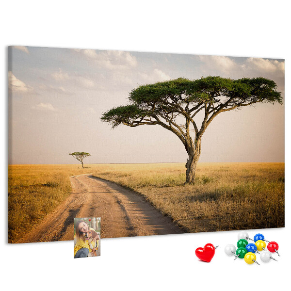 Korková nástěnka Cesta africkou krajinou se stromem