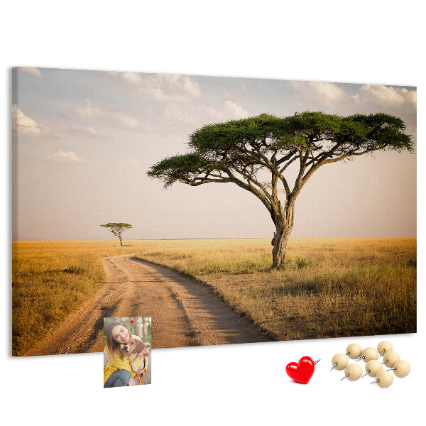 Korková nástěnka Cesta africkou krajinou se stromem