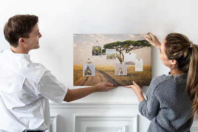 Korková nástěnka Cesta africkou krajinou se stromem